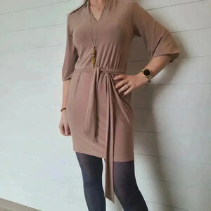 Tan belted dress 